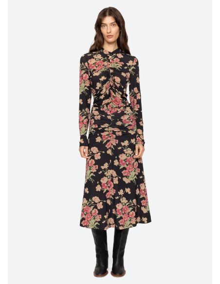 TOP CORNELIA L/S FLORAL PRINT BLACK