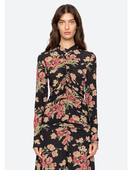TOP CORNELIA L/S IMPRIMÉ FLEURI BLACK