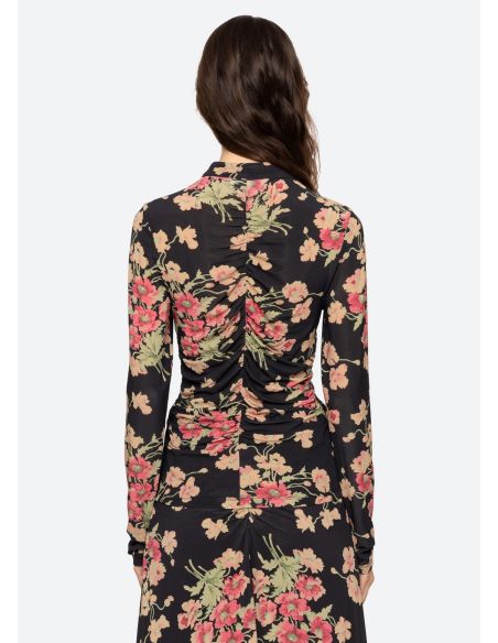 TOP CORNELIA L/S FLORAL PRINT BLACK