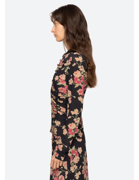 TOP CORNELIA L/S FLORAL PRINT BLACK