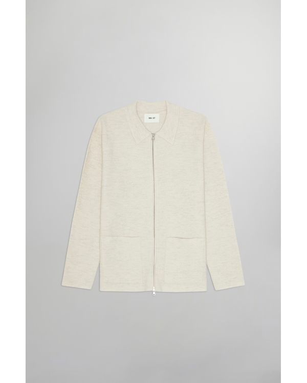 PULL JONAS FULL ZIP LAINE MÉRINOS IVOIRE