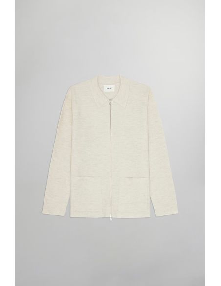 PULL JONAS FULL ZIP LAINE MÉRINOS IVOIRE