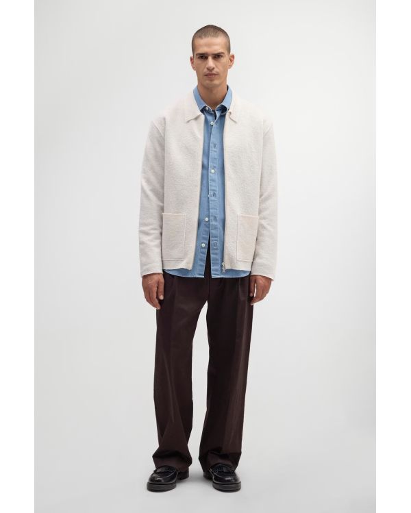 SWEATER JONAS FULL ZIP MERINO WOOL IVORY