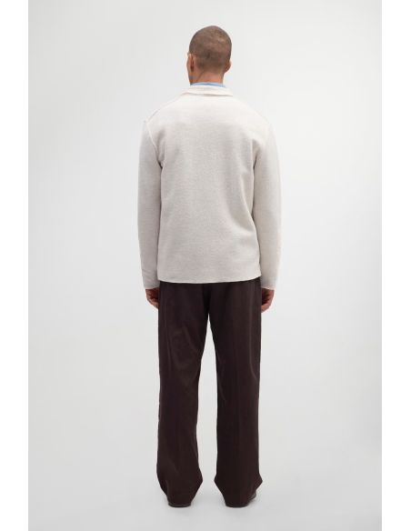 SWEATER JONAS FULL ZIP MERINO WOOL IVORY