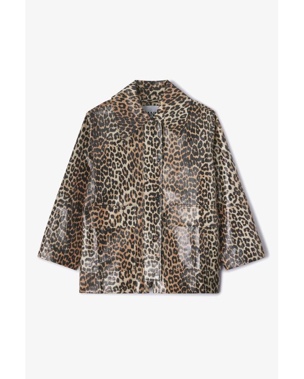 JACKET LEOPARD LAMINATED COTTON ALMOND MILK