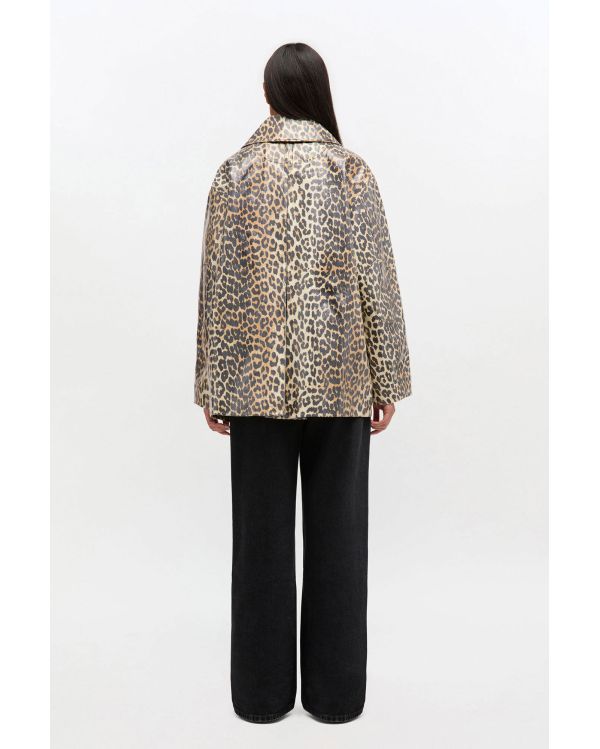VESTE EN COTON LAMINÉ LÉOPARD ALMOND MILK 2