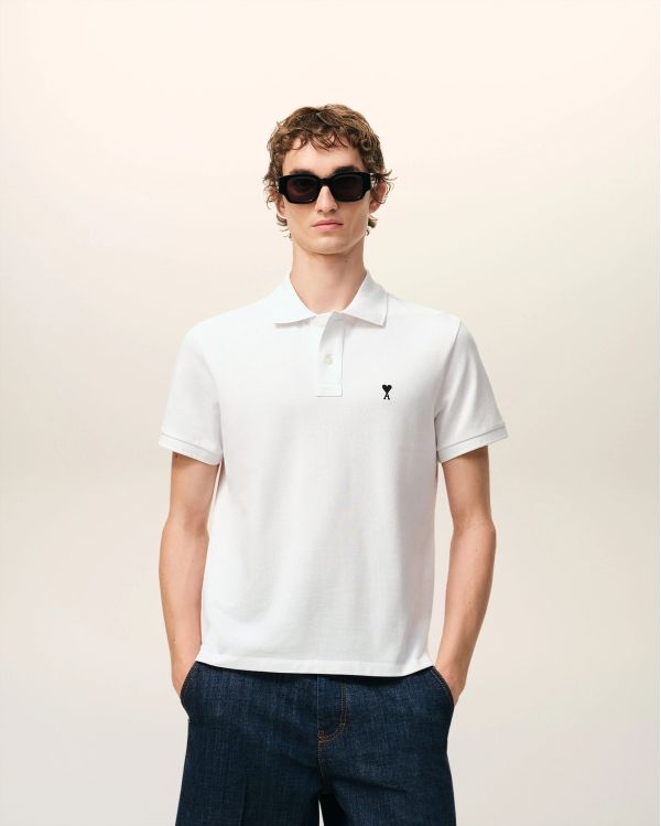 POLO SHIRT SHORT-SLEEVED AMI DE COEUR IN COTTON WHITE