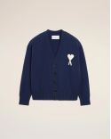 CARDIGAN AMI DE COEUR EN LAINE BLEU ENCRE / ECRU