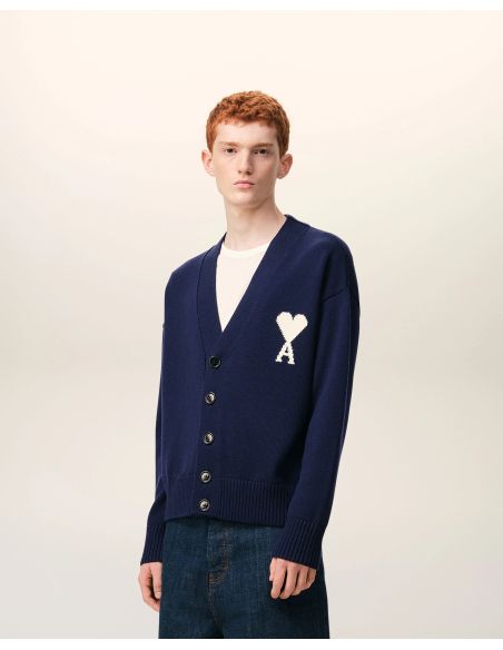 CARDIGAN AMI DE COEUR WOOL INK BLUE / ECRU