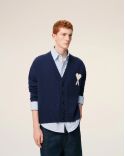 CARDIGAN AMI DE COEUR WOOL INK BLUE / ECRU