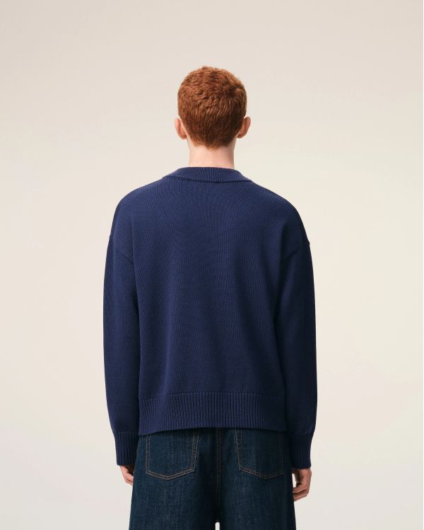 CARDIGAN AMI DE COEUR WOOL INK BLUE / ECRU