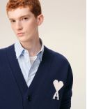 CARDIGAN AMI DE COEUR WOOL INK BLUE / ECRU