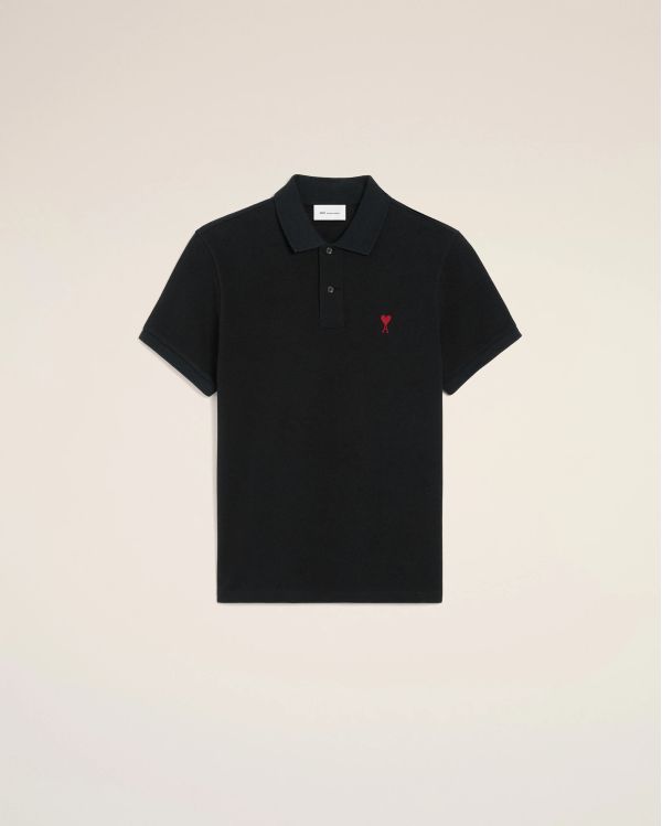 POLO AMI DE COEUR ROUGE EN COTON NOIR