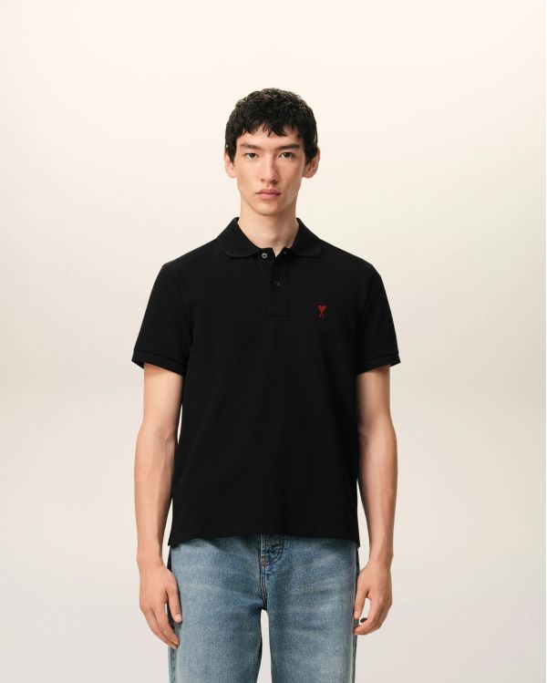 POLO AMI DE COEUR ROUGE EN COTON NOIR