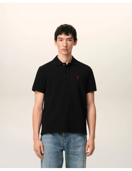 POLO AMI DE COEUR ROUGE EN COTON NOIR