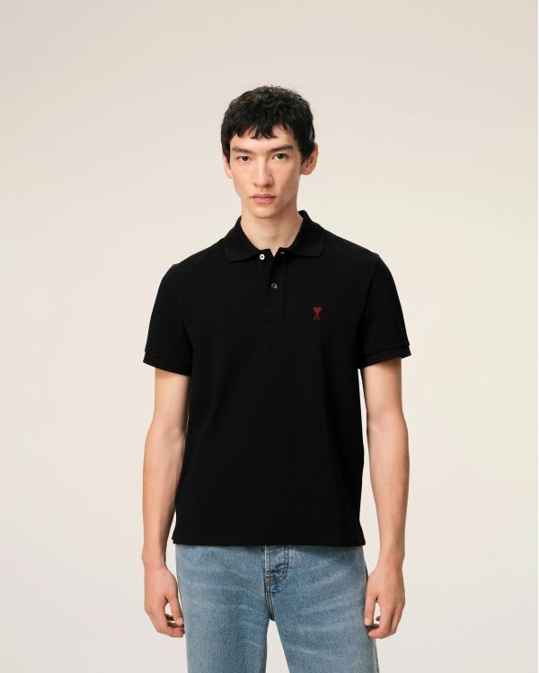 POLO AMI DE COEUR RED IN COTTON BLACK 2