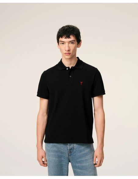 POLO AMI DE COEUR RED IN COTTON BLACK