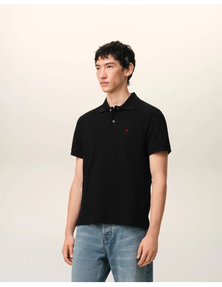 POLO AMI DE COEUR RED IN COTTON BLACK