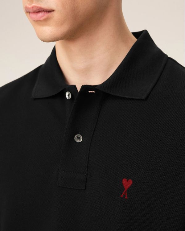 POLO AMI DE COEUR RED IN COTTON BLACK