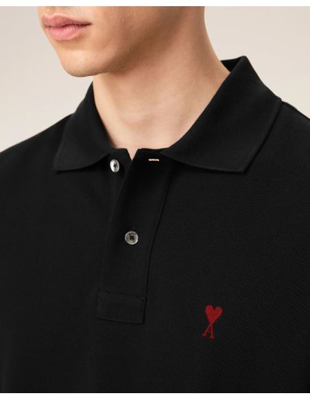 POLO AMI DE COEUR ROUGE EN COTON NOIR