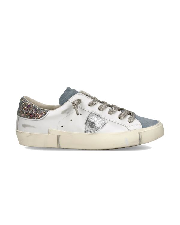 SNEAKERS PRSX FEMME PAILLETÉ BLAN ET BLEU