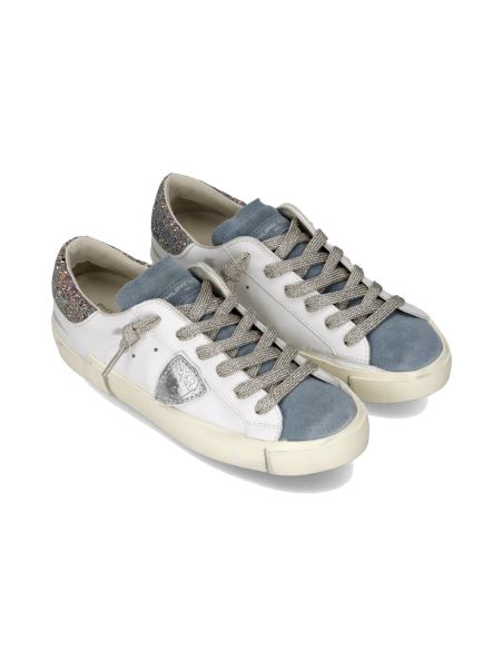 SNEAKERS PRSX FEMME PAILLETÉ BLAN ET BLEU