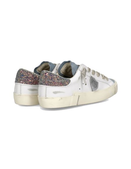 SNEAKERS PRSX FEMME PAILLETÉ BLAN ET BLEU
