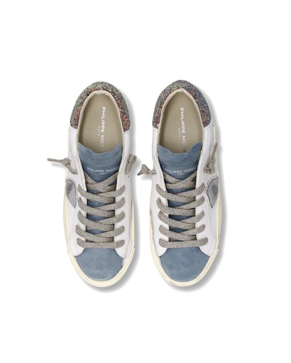 PRSX WOMEN SEQUIN SNEAKERS WHITE AND BLUE