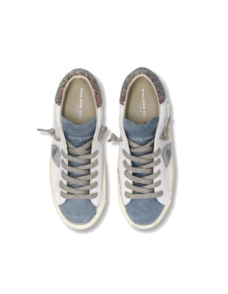 SNEAKERS PRSX FEMME PAILLETÉ BLAN ET BLEU