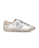 PRSX WOMEN SNEAKERS, WHITE, PINK AND SILVER GLITTERY