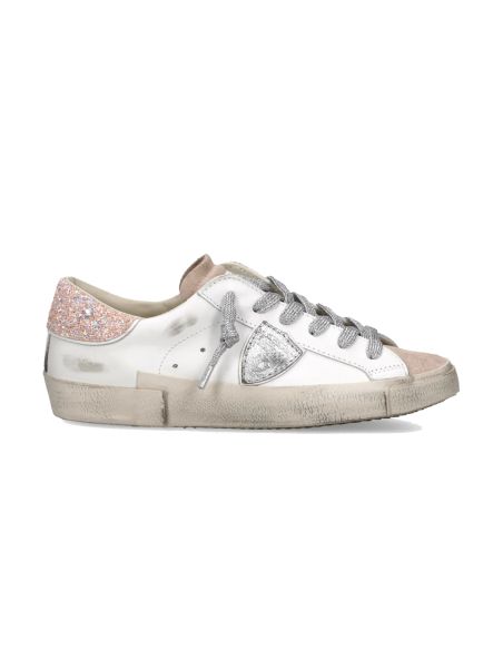 SNEAKERS PRSX FEMME PAILLETÉ BLANC ROSE ET ARGENT