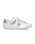 PRSX WOMEN WHITE AND METALLIC SILVER SNEAKERS