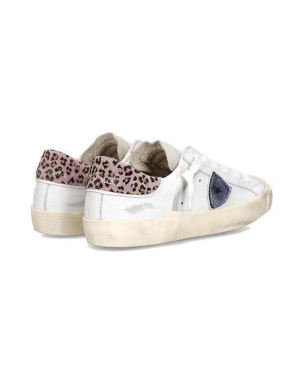 SNEAKERS PRSX FEMME BLANC BLEU CIEL ET LEOPARD ROSE