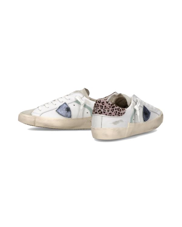 SNEAKERS PRSX FEMME BLANC BLEU CIEL ET LEOPARD ROSE