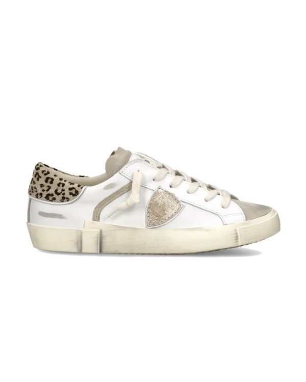 SNEAKERS PRSX FEMME BLANC BOUE ET LEOPARD BEIGE