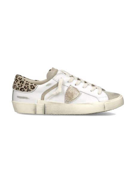 SNEAKERS PRSX FEMME BLANC BOUE ET LEOPARD BEIGE