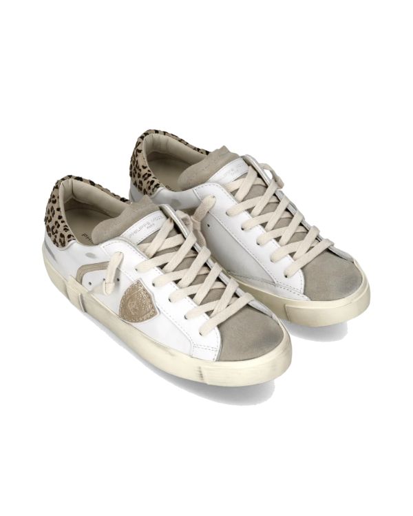 PRSX WOMEN WHITE MUD AND BEIGE LEOPARD SNEAKERS 2