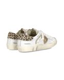 PRSX WOMEN WHITE MUD AND BEIGE LEOPARD SNEAKERS