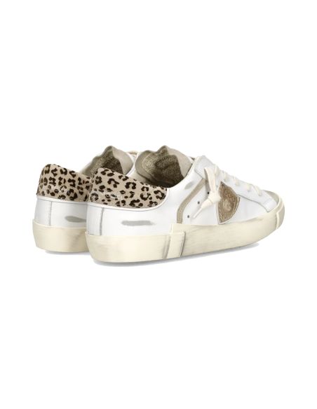 PRSX WOMEN WHITE MUD AND BEIGE LEOPARD SNEAKERS