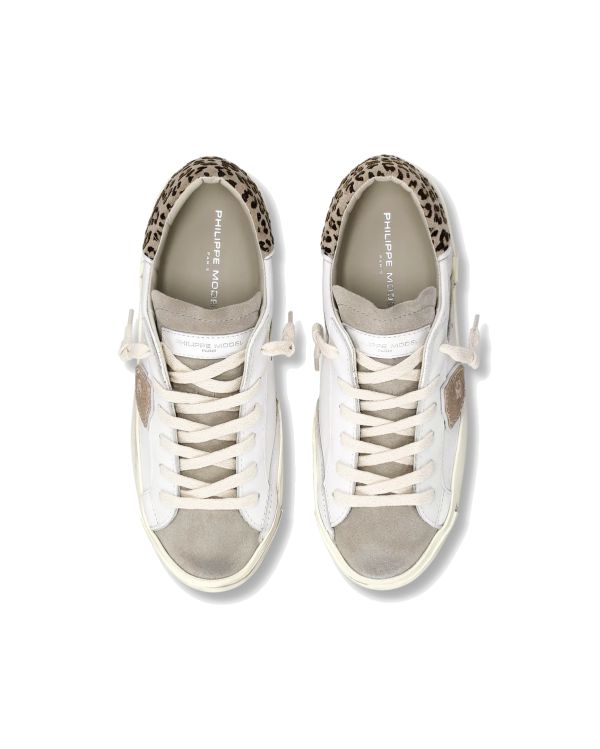 SNEAKERS PRSX FEMME BLANC BOUE ET LEOPARD BEIGE