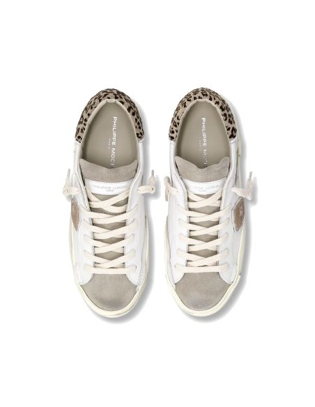 SNEAKERS PRSX FEMME BLANC BOUE ET LEOPARD BEIGE