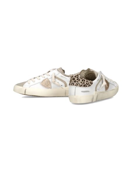 SNEAKERS PRSX FEMME BLANC BOUE ET LEOPARD BEIGE