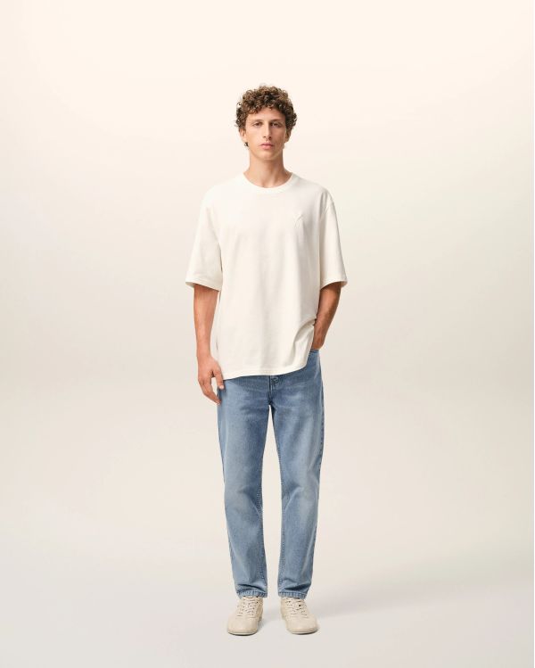 TAPERED JEANS IN COTTON FADED BLUE