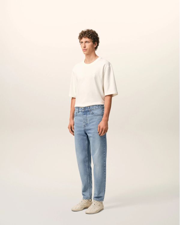 TAPERED JEANS IN COTTON FADED BLUE 2