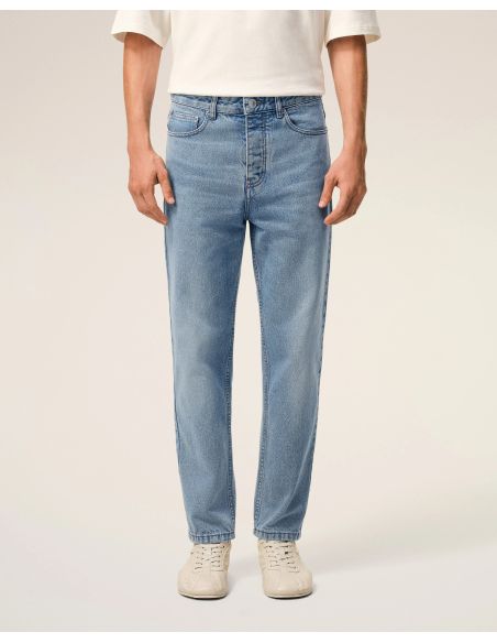 TAPERED JEANS IN COTTON FADED BLUE