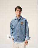OVERSHIRT AMI DE COEUR IN CROCHET IN COTTON USED BLUE