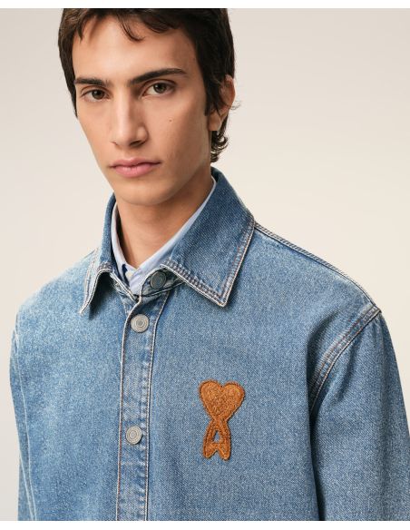 OVERSHIRT AMI DE COEUR IN CROCHET IN COTTON USED BLUE