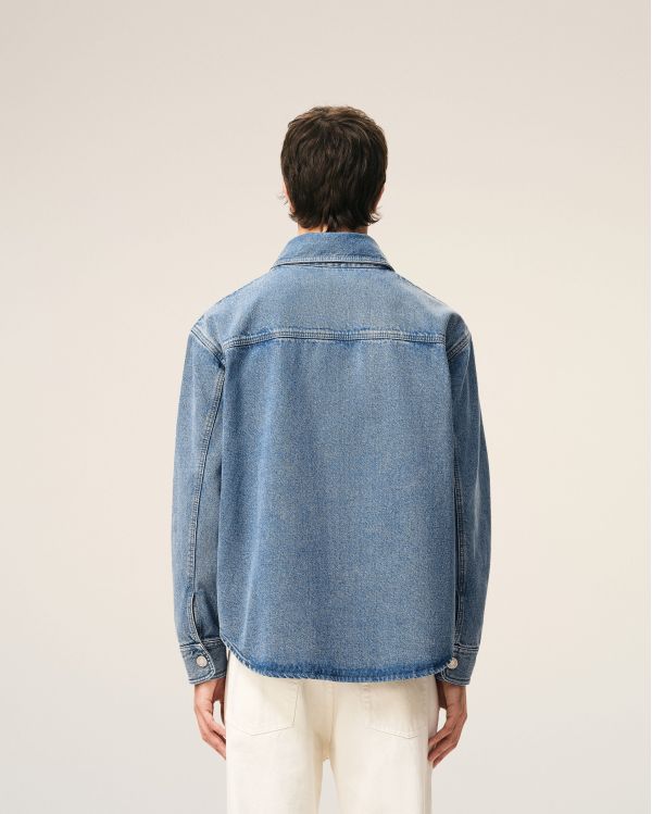 OVERSHIRT AMI DE COEUR IN CROCHET IN COTTON USED BLUE