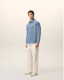 OVERSHIRT AMI DE COEUR IN CROCHET IN COTTON USED BLUE