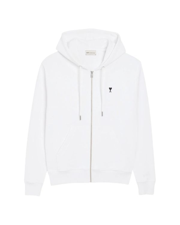 HOODIE ZIPPED AMI DE COEUR IN COTTON WHITE